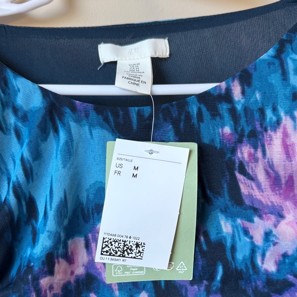 H&M Blue and Pink Long Sleeve Dress - Picture 2 of 5